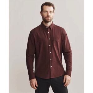Rhone WFH Button Up Shirt Jersey Stretch $128 NWT Maroon Tawny Port Black LARGE